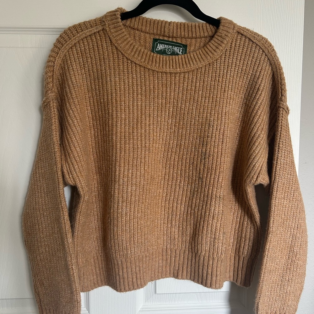 American Eagle Outfitters Women's Camel Crew Neck Sweater